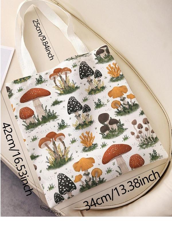 Cartoon Mushroom Pattern Tote Bag, Casual Fashionable Shoulder Bag for Women & Men, Trendy All-match Bag for Daily Life & Work