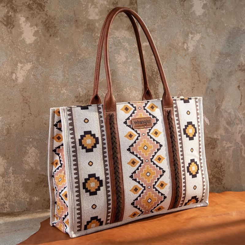 Wrangler Large Tote Bag for Women Aztec Handbags Boho Western Tote Bag-Fall Fashion