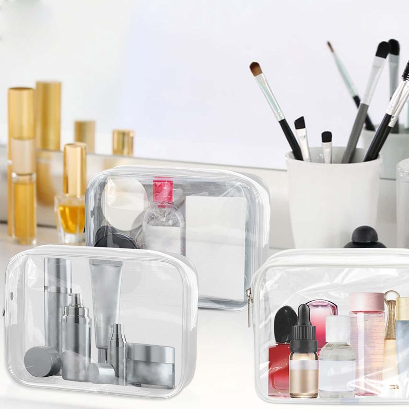 Clear Makeup Bag, 2 4 6 Counts Travel Toiletry Bag, Toiletry Wash Bag, Transparent Cosmetic Bag, Travel Zipper Bag for Men and Women