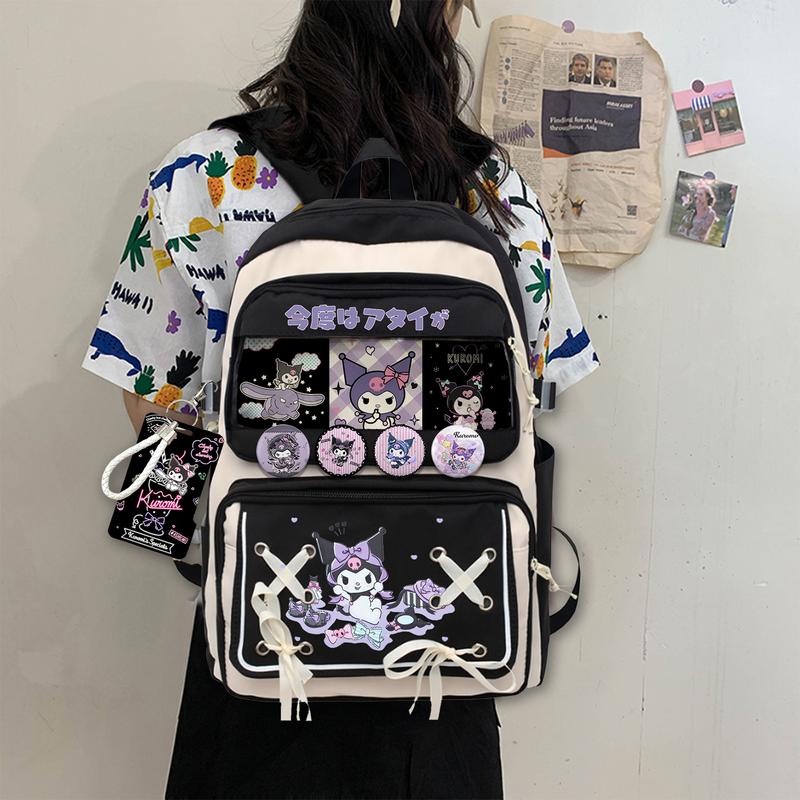 Girls Backpack Kuromi Backpack with Cute Accessories,Ita Bag Laptop Backpack Daypack