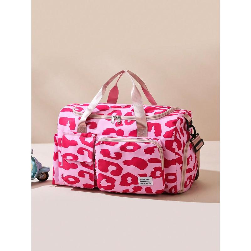 New Large-Capacity Travel Bag, Short-Distance Travel Luggage Bag, Fitness Bag, Sports Style Leopard Print Casual Women's Bag, Maternity Bag, Discharge Bag, Vacation Bag, Waterproof Leisure Bag, Boardable Bag With Independent Shoe Position Traveling Bag Tr