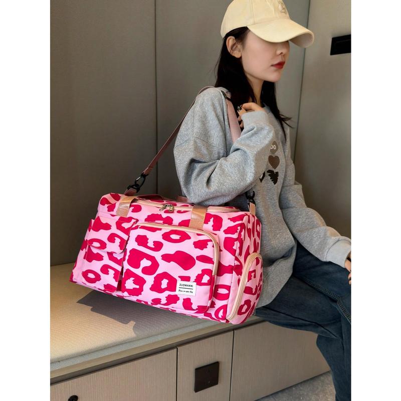 New Large-Capacity Travel Bag, Short-Distance Travel Luggage Bag, Fitness Bag, Sports Style Leopard Print Casual Women's Bag, Maternity Bag, Discharge Bag, Vacation Bag, Waterproof Leisure Bag, Boardable Bag With Independent Shoe Position Traveling Bag Tr