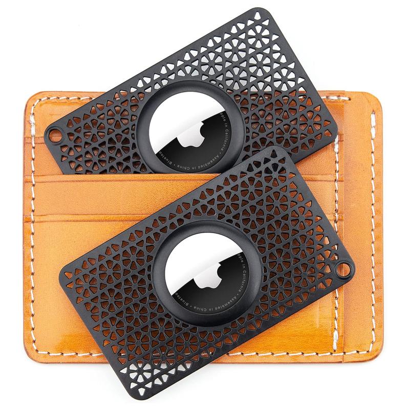 2 Pack Airtag Card Case for Purse, Handbag, Backpack Wallet, Clutch, Slim Airtag Holder, 0.1 inch Thickness (Black)