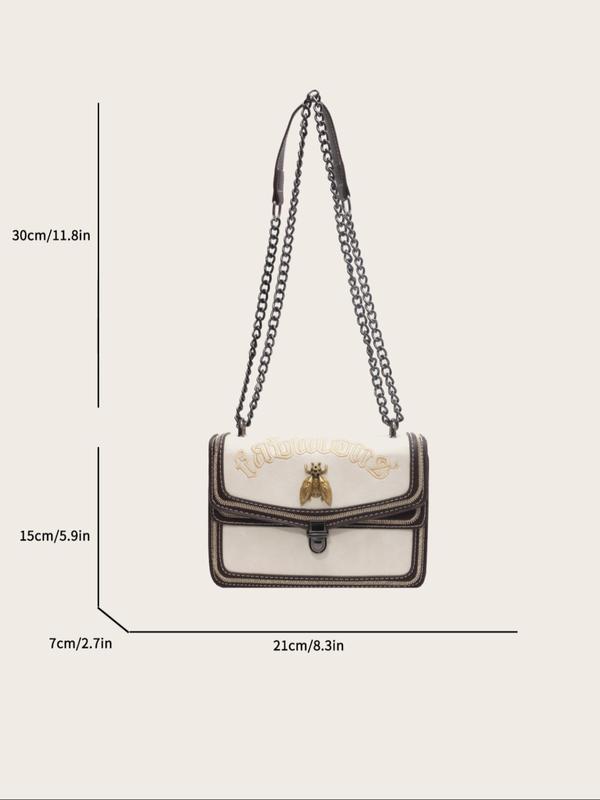 Summer Fashionable Vintage Embroidering Chain Strap Crossbody Bags for Women, Retro Trendy Shoulder Bag for Women for Work & School, Vintage Crossbody Bag for Daily Use