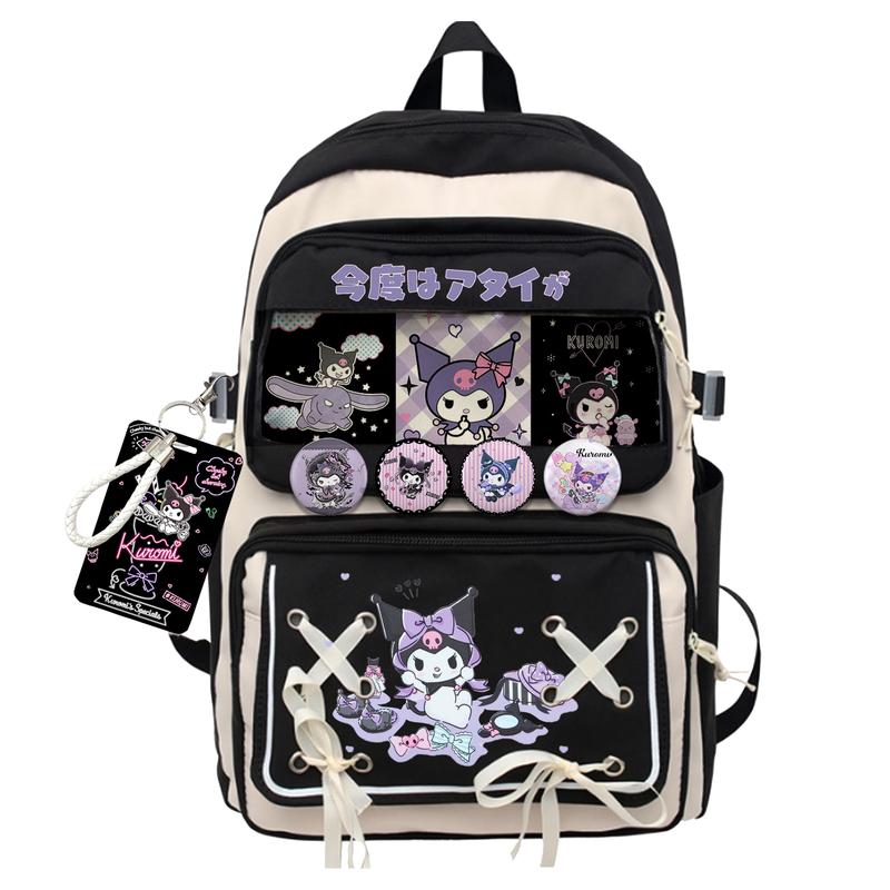 Girls Backpack Kuromi Backpack with Cute Accessories,Ita Bag Laptop Backpack Daypack