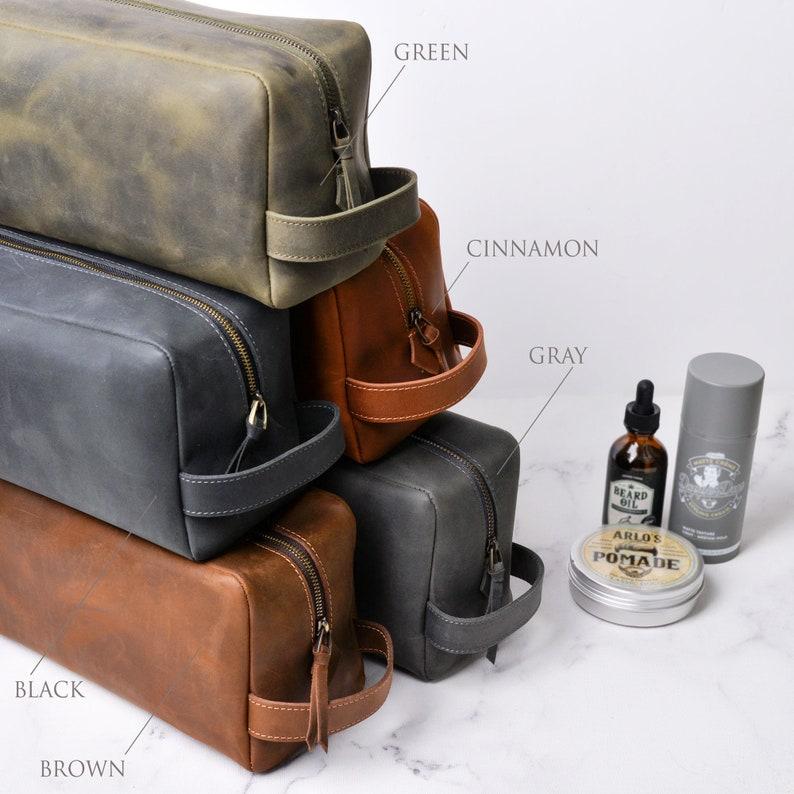 Personalized Leather Toiletry Bag, Anniversary Gift for him, Dopp Kit Men, Personalized Groomsmen gift, gifts for dad, Customized Gift man