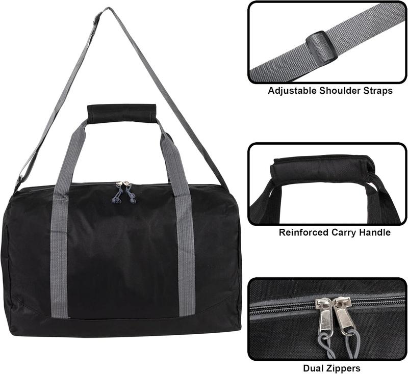 30 Liter, 17 Inch Canvas Duffle Bags for Men and Women  Travel Weekender Overnight Carry-On  Duffel Tote Bags (Black)