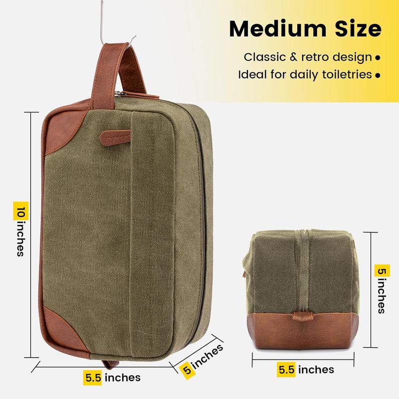 Toiletry Bag Hanging Dopp Kit for Men Water Resistant Canvas Shaving Bag with Large Capacity for Travel- Black