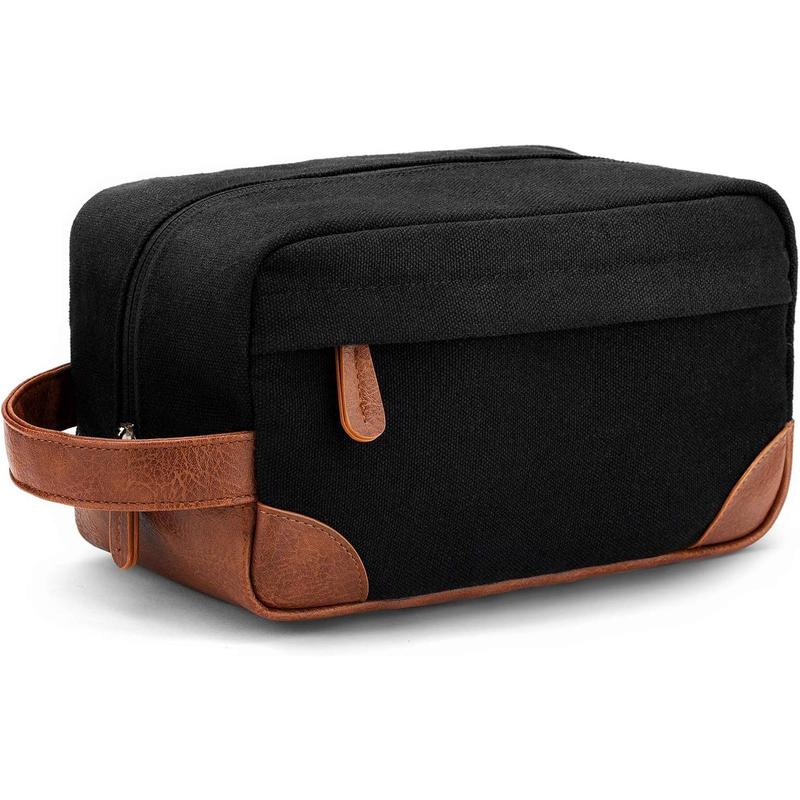 Toiletry Bag Hanging Dopp Kit for Men Water Resistant Canvas Shaving Bag with Large Capacity for Travel- Black