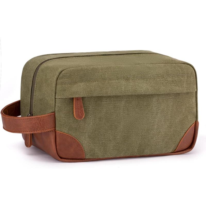 Toiletry Bag Hanging Dopp Kit for Men Water Resistant Canvas Shaving Bag with Large Capacity for Travel- Black