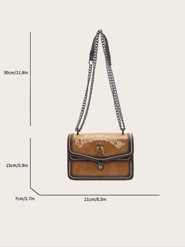 Summer Fashionable Vintage Embroidering Chain Strap Crossbody Bags for Women, Retro Trendy Shoulder Bag for Women for Work & School, Vintage Crossbody Bag for Daily Use