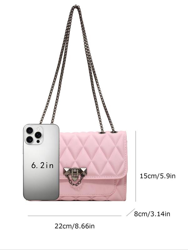 Women's Elegant Quilted Chain Strap Crossbody Bag, Trendy Plain Color Shoulder Bag, Fashionable Bag for Daily Use