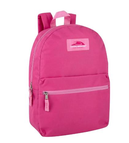 Basic Classic Solid Color Backpack with Front Zipper Accessory Pocket, Dual Zipper Closure & Padded Shoulder Straps for Work, School, Office, Gym, Sports, Travel, Commute & Recreation