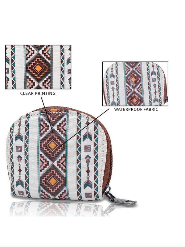 Boho Style Ethnic Pattern Zipper Coin Purse, Fashionable Waterproof Coin Holder for Women, Casual Trendy Versatile High-quality Daily Wallet