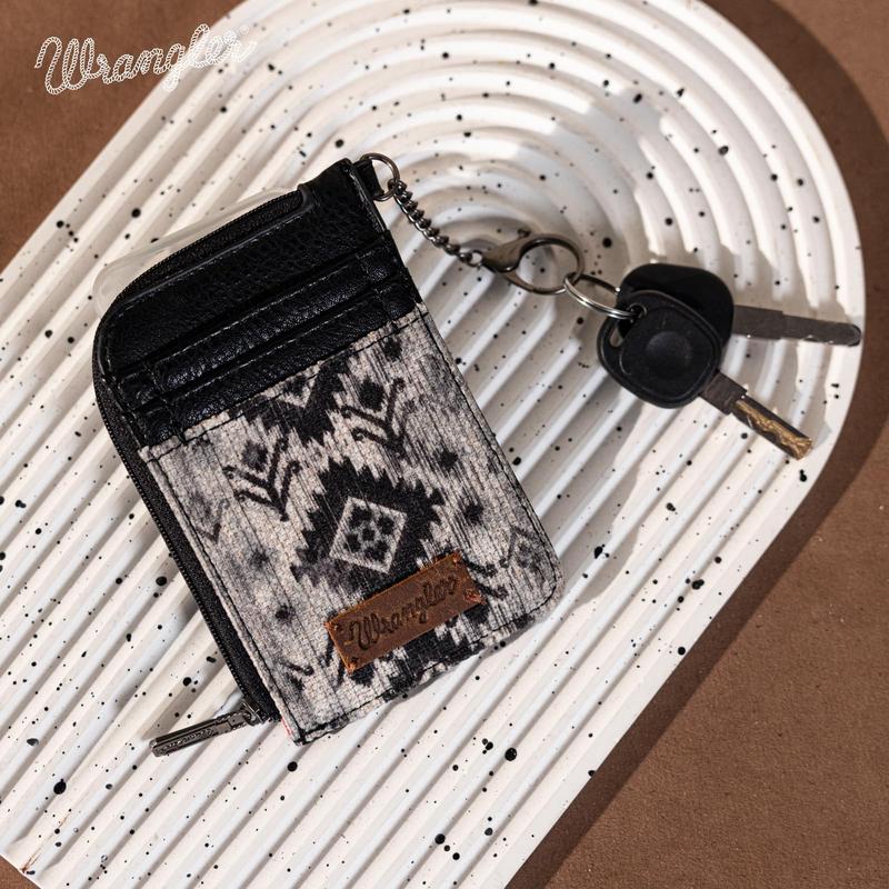 Wrangler Aztec Card Wallet for Women Western Credit Card Holder for Women Credit Card Wallet with Zipper Pocket