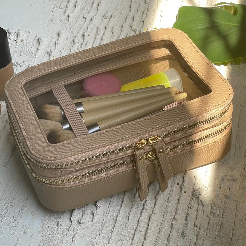 Clear Makeup Bag , Cosmetic Train Case, Make up Organizer, Multipurpose Travel Case Transparent Transparent Transparent