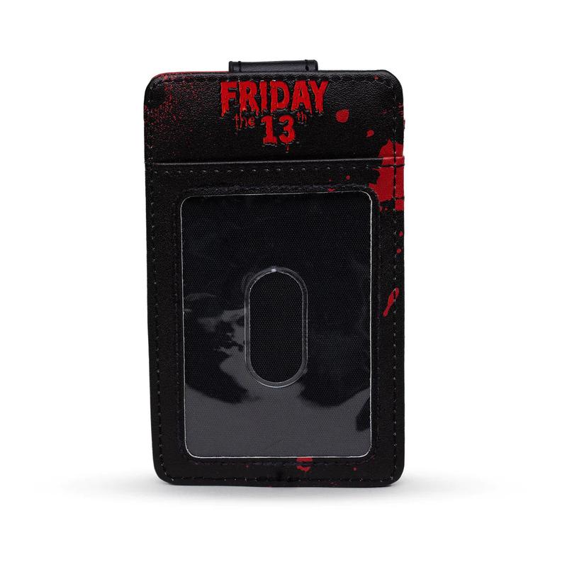 Friday the 13th Jason Hockey Mask Black Red, Vegan Leather Horror Movies Wallet, Character Wallet ID Card Holder card  holder