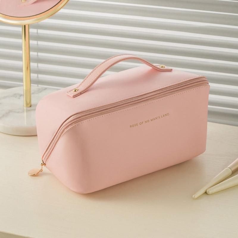 Travel Solid Color Letter Detail Makeup Travel Bag, Portable Cosmetic Organizer, Simple All-match Bag for Daily Life & Travel