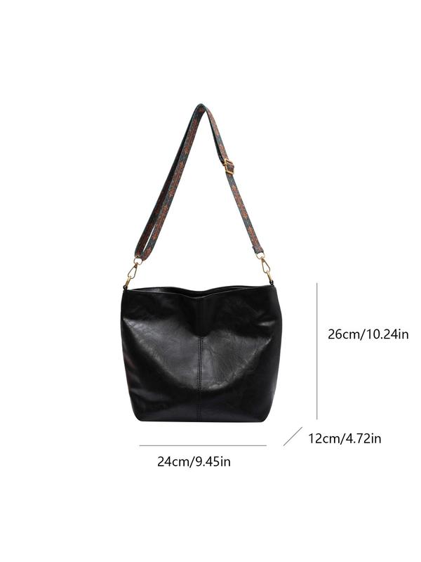 Women's Vintage Ethnic Pattern Strap Shoulder Bag,  Fashionable Large Capacity Tote Bag, Boho Crossbody Bag for Daily Use