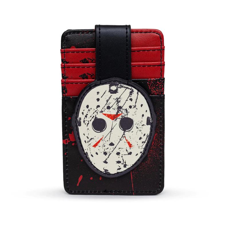 Friday the 13th Jason Hockey Mask Black Red, Vegan Leather Horror Movies Wallet, Character Wallet ID Card Holder card  holder