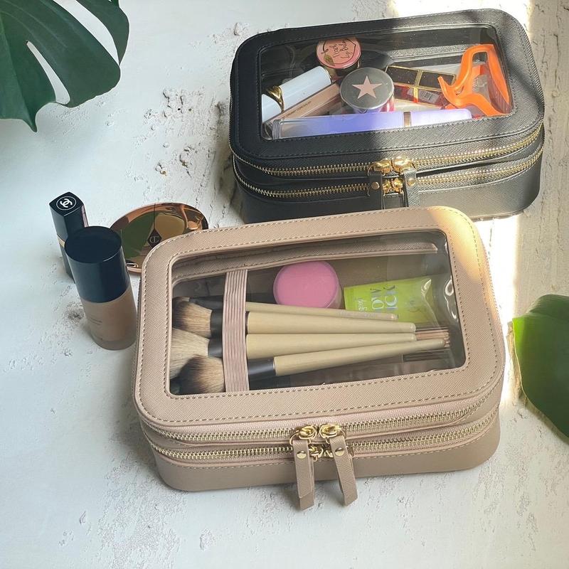 Clear Makeup Bag , Cosmetic Train Case, Make up Organizer, Multipurpose Travel Case Transparent Transparent Transparent