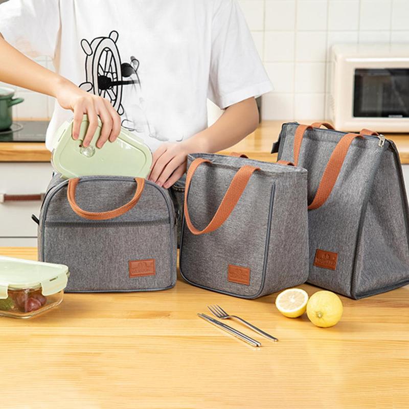 Large Capacity Bento Bag, 1 Count Thickened Insulated Lunch Bag with Handle, Outdoor Handheld Picnic Bag for Office School Dormitory