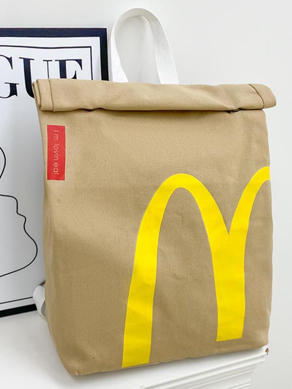 Creative McDonald's Bag Design Backpack, Large Capacity Student Class Backpack, Cute and Versatile Backpack for Women & Men