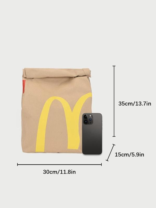 Creative McDonald's Bag Design Backpack, Large Capacity Student Class Backpack, Cute and Versatile Backpack for Women & Men