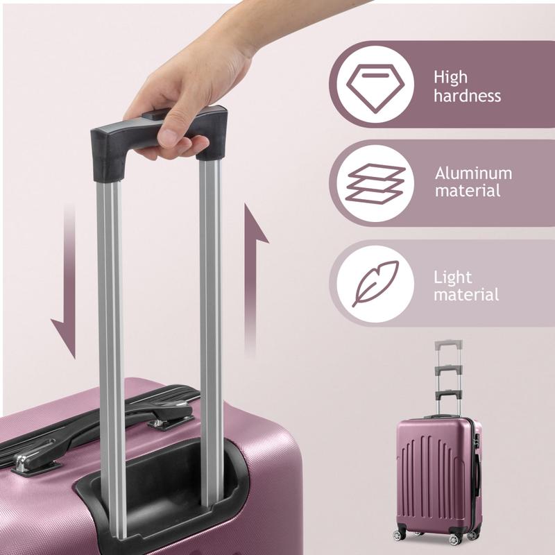 Zimtown 4 Piece Luggage Set, ABS Hard Shell Suitcase Luggage Sets Double Wheels with TSA Lock, Purple Orchid