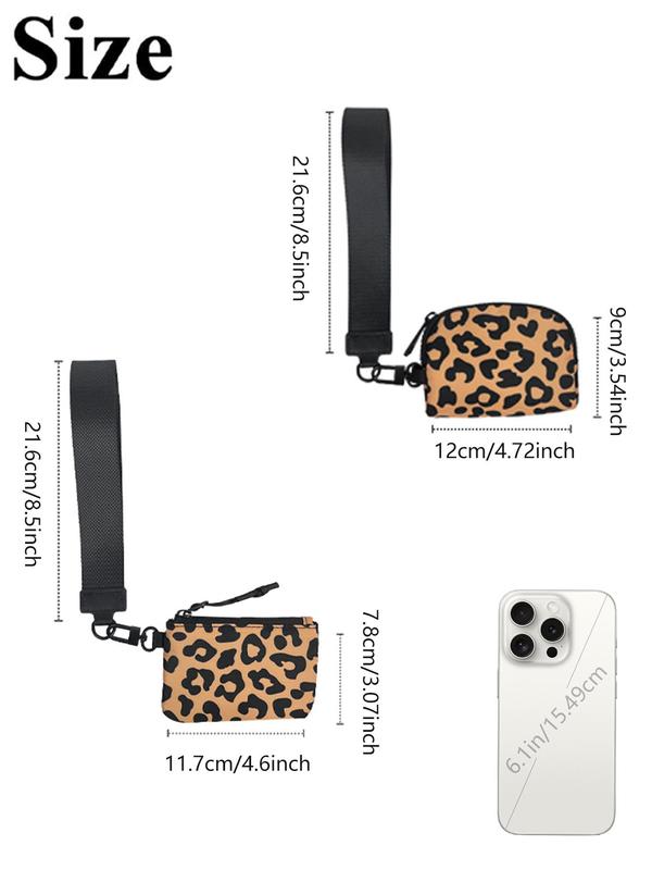 Women's Leopard Pattern Zipper Wristlet, Casual Versatile Clutch for Women, Trendy All-match & Exquisite Wristlet for Daily Use, for Fall Outfits Fall Freshness