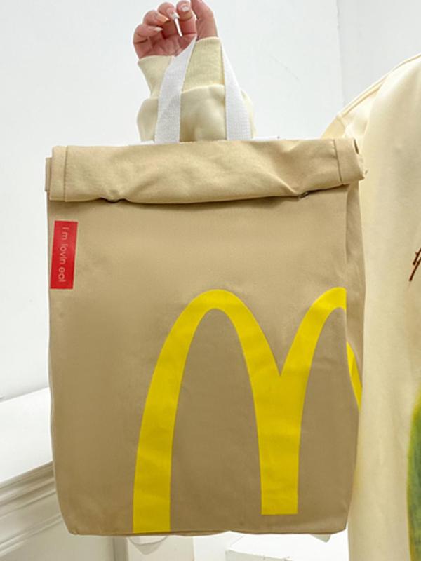 Creative McDonald's Bag Design Backpack, Large Capacity Student Class Backpack, Cute and Versatile Backpack for Women & Men