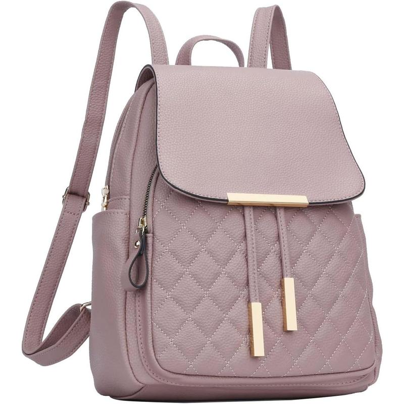 Quilted Trendy Leather Backpack Purse for Women and Ladies Shoulder Travel Daypacks Bags