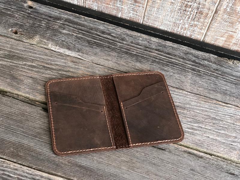 (Read in description) Personalized Leather Wallet, Minimalist Wallet, Leather Bifold Wallet, Distressed Leather Slim Bifold Wallet, Fathers Day Gift