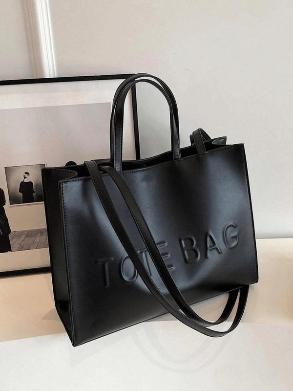 Women's Letter Pattern Tote Bag, Fashionable Large Capacity Shoulder Bag for Daily Commute, Casual Trendy Versatile High-quality Daily Commuting Bag