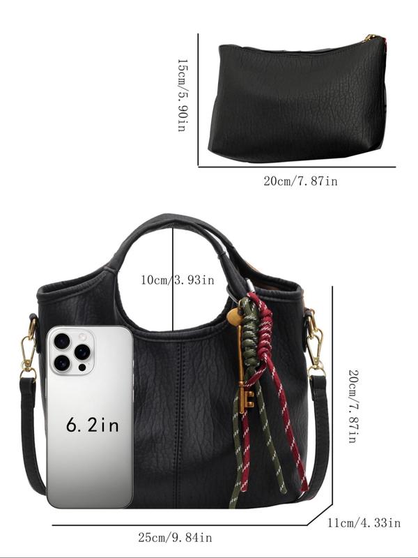 Women's Fashionable Braided Knot Design Handbag & Coin Purse, Casual Versatile Key Charm Crossbody Bag & Coin Purse, Trendy All-match Bag Set for Daily Use