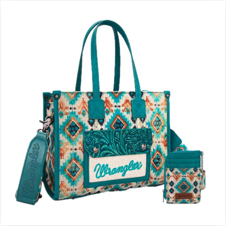 Wrangler Floral Tote and Cardholder Set for Women - Value Set with Large Capacity