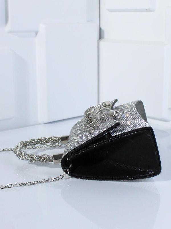 Women's Elegant Rhinestone Decorated Bowknot Design Evening Bag, Exquisite Trendy Shoulder Bag, Fashionable Bag for Party Decoration