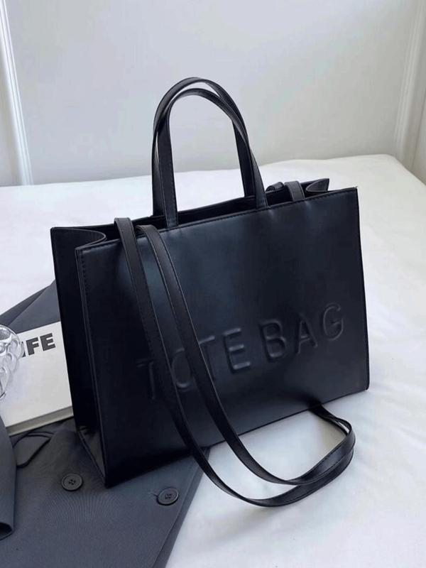 Women's Letter Pattern Tote Bag, Fashionable Large Capacity Shoulder Bag for Daily Commute, Casual Trendy Versatile High-quality Daily Commuting Bag