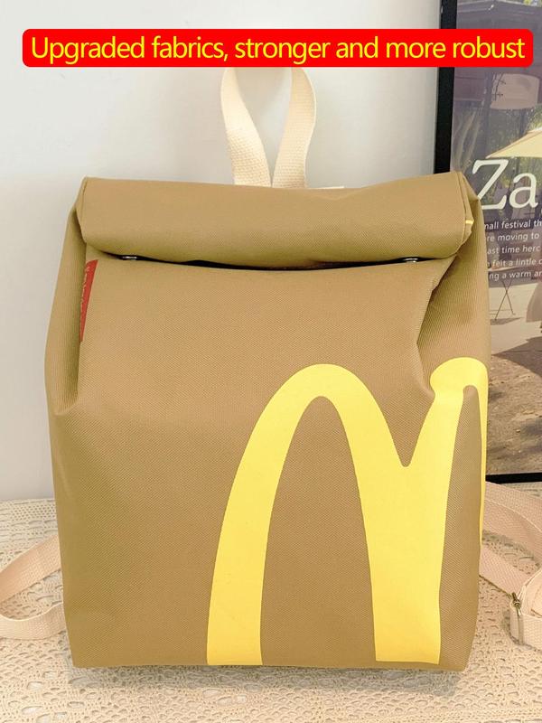 Creative McDonald's Bag Design Backpack, Large Capacity Student Class Backpack, Cute and Versatile Backpack for Women & Men