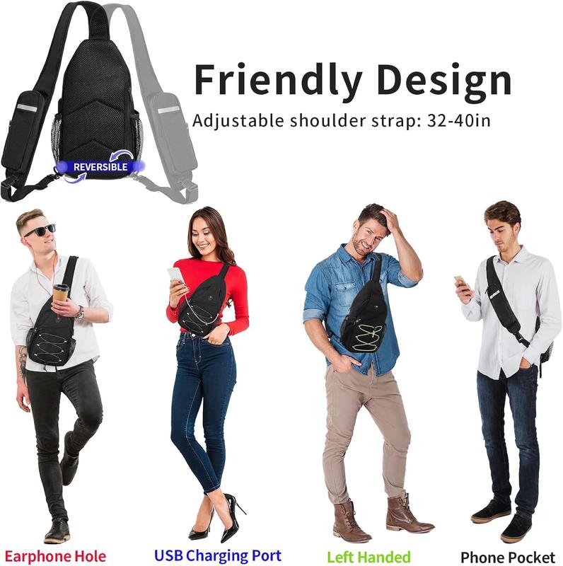 Sling Bag Crossbody Backpack, RFID Blocking Chest Shoulder Bag Anti Theft Zipper Cross Body Bag for Women Men Casual