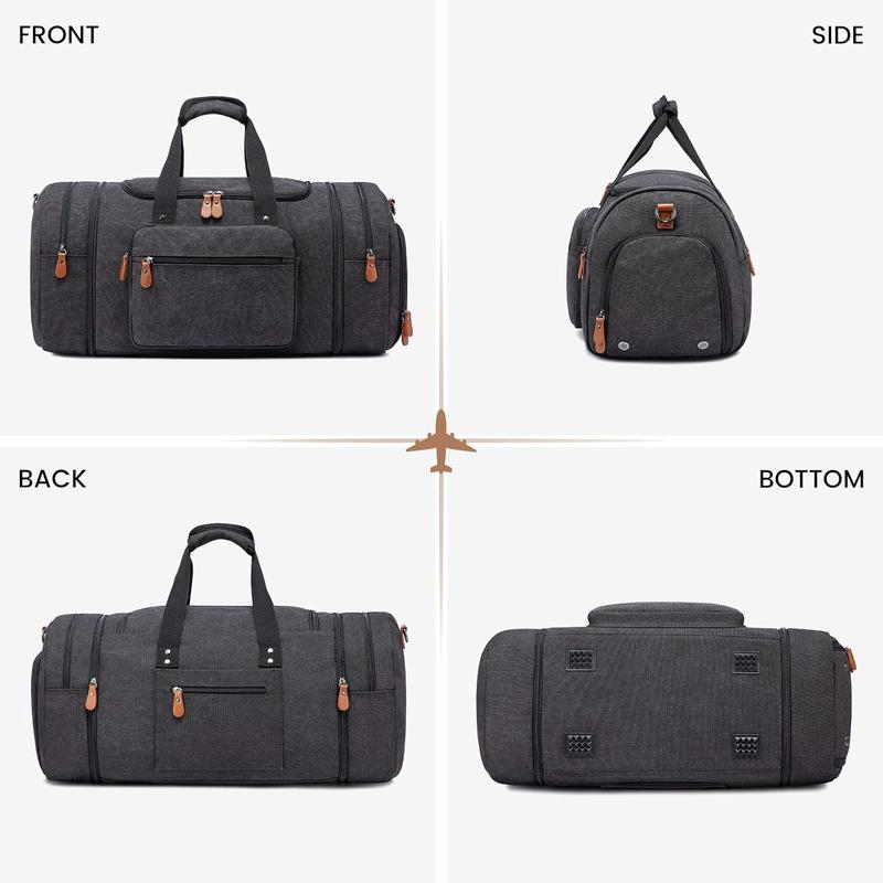 Bag for Men Canvas Travel Duffel Bag 43L Overnight Carry on Bag with Shoe Compartment Weekender Bag with Toiletry Bag for Airplanes