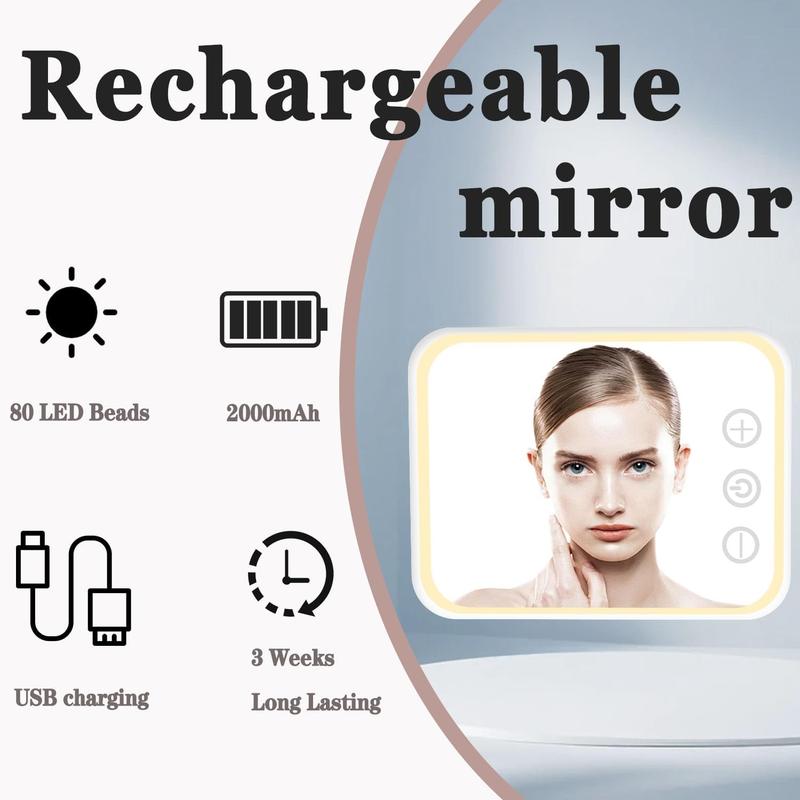 Travel makeup bag with Mirror, LED Light with 3 Adjustable Brightness Levels, Portable  Bag with Adjustable Partitions,  Makeup Brush Storage,  Organizer, Gift for Women.