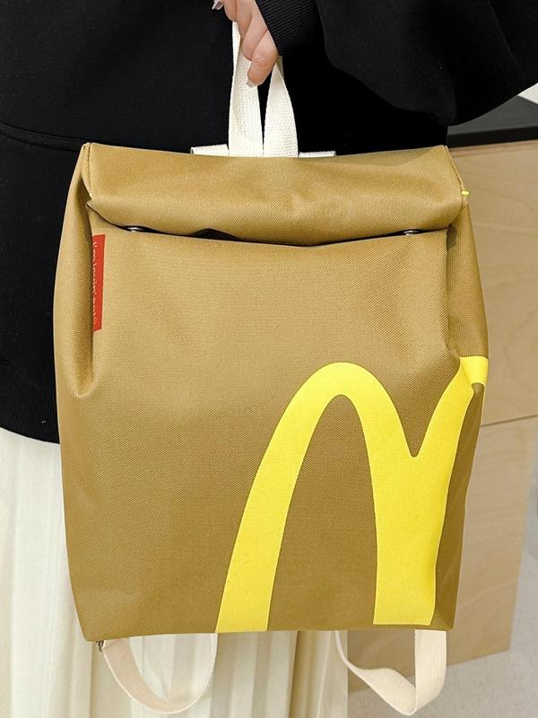 Creative McDonald's Bag Design Backpack, Large Capacity Student Class Backpack, Cute and Versatile Backpack for Women & Men