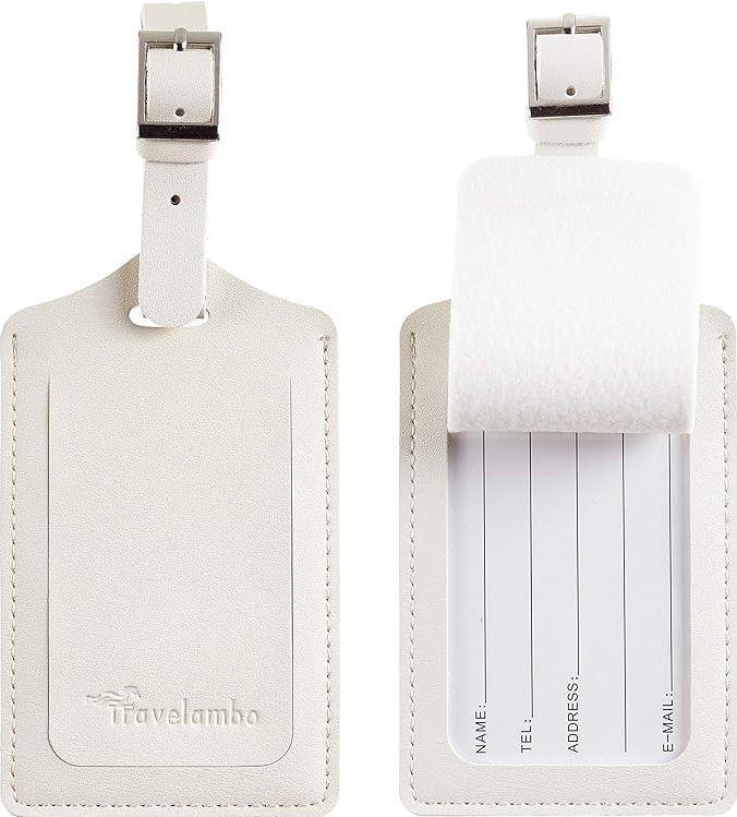 Travelambo 4 Pack Leather Luggage Tags for Suitcases Travel Tags