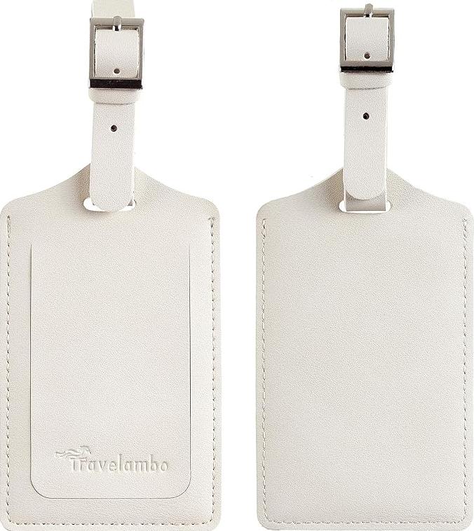 Travelambo 4 Pack Leather Luggage Tags for Suitcases Travel Tags