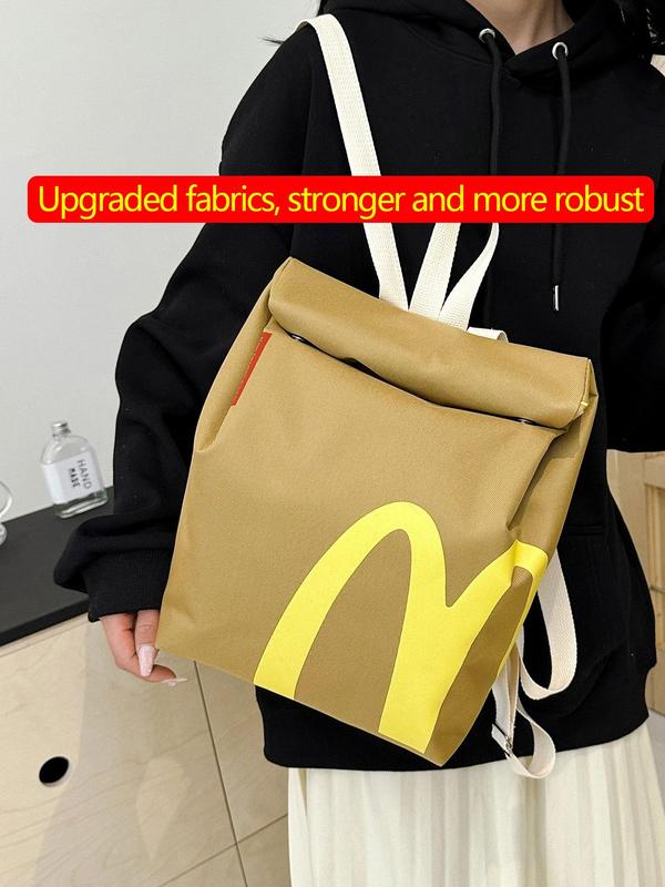 Creative McDonald's Bag Design Backpack, Large Capacity Student Class Backpack, Cute and Versatile Backpack for Women & Men