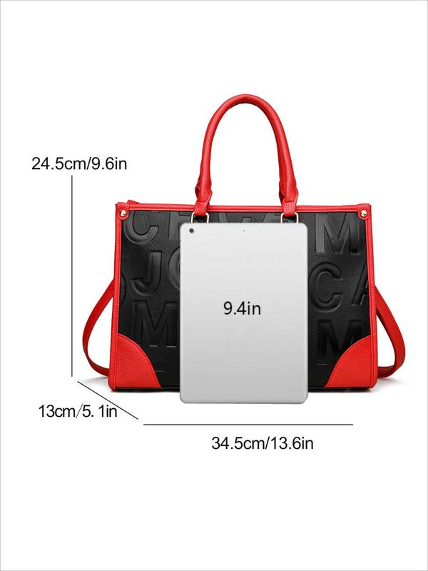 Fashion Letter Pattern Handbag, Elegant PU Leather Crossbody Bag for Women, Casual Trendy Versatile High-quality Daily Commuting Bag, Girl Fashionable Bag