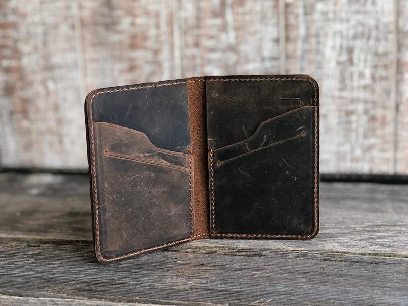 (Read in description) Personalized Leather Wallet, Minimalist Wallet, Leather Bifold Wallet, Distressed Leather Slim Bifold Wallet, Fathers Day Gift