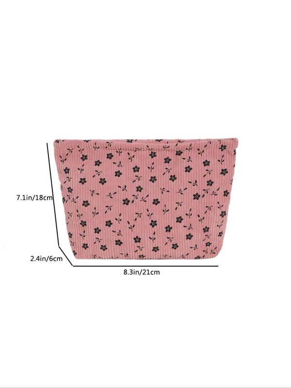 Fashionable Floral Pattern Design Zipper Makeup Bag, Casual Versatile Travel Storage Bag For Women