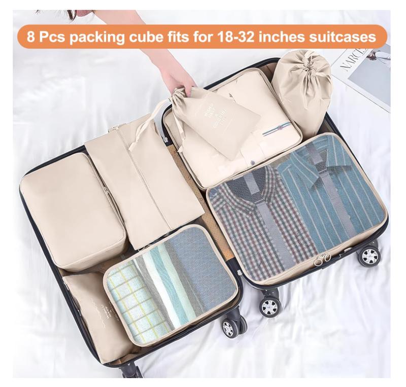 Packing Cubes for Travel - 8 Set Luggage Organizer Bags for Family, Mesh Breathable Travel Packing Cubes for Suitcases Durable Travel Essentials